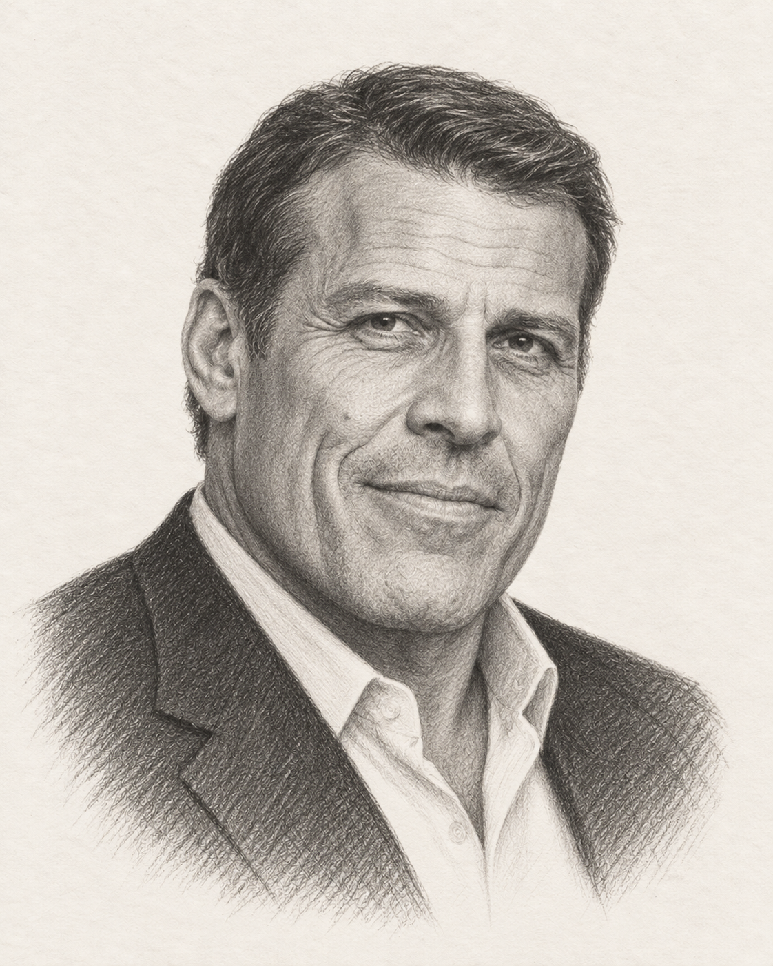 Interpretive pencil portrait of Tony Robbins